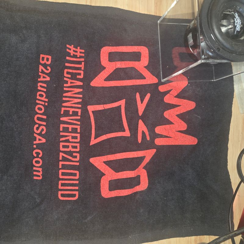 B2 Audio Black 100% Cotton Towel with Red B2 Riot Guy Logo — Big