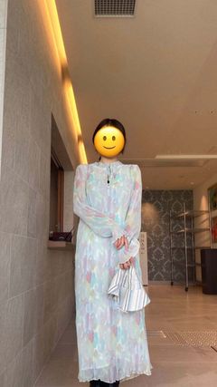 GANNI ガニー⭐フローラルプリーツドレス サイズ34⭐新品 Ganni 結婚式・パーティードレス｜グリーンのドレス