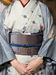 リサイクル着物】名古屋帯 正絹 Aランク 翁茶色（おきなちゃいろ） 型