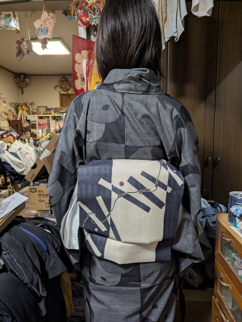 リサイクル着物】名古屋帯 正絹 Aランク 翁茶色（おきなちゃいろ） 型